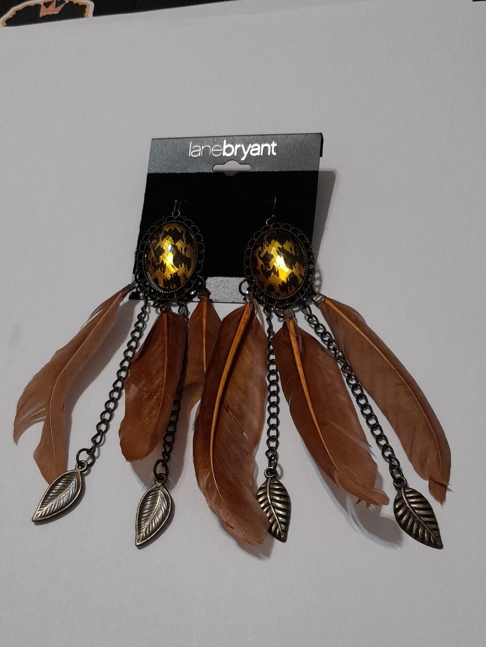 Lane Bryant Brown Feather Drop Earrings